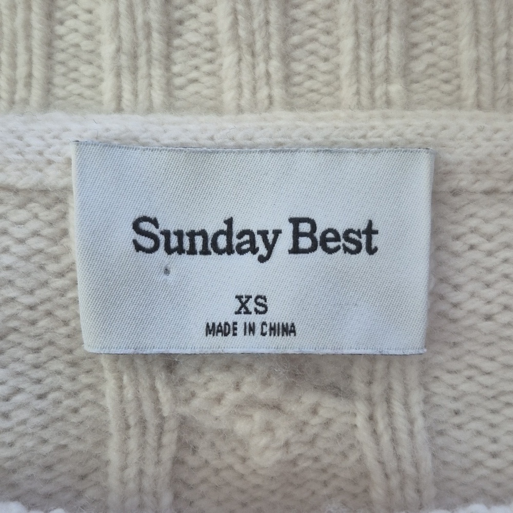 Aritzia Sunday Best Peggy Cropped Sweater, Wool Cotton, Cream, Oversized Size XS - Picture 10 of 12